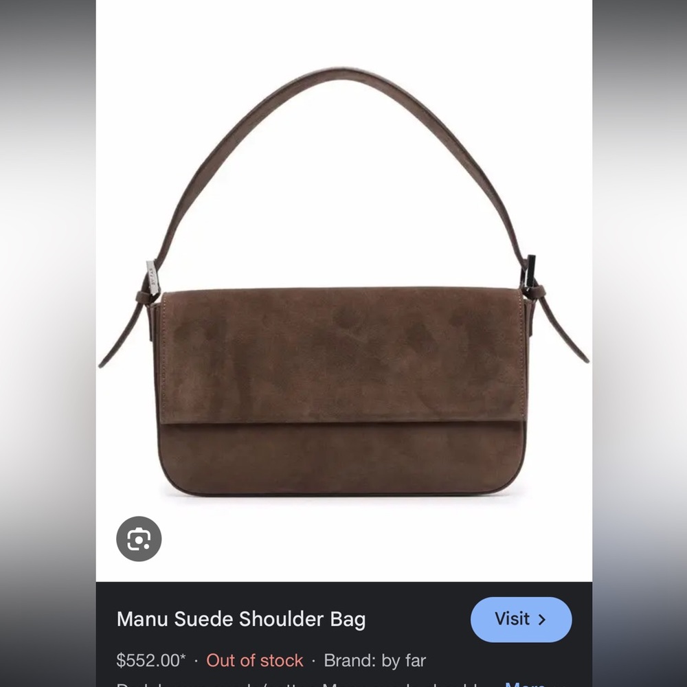 BY FAR Manu Suede Shoulder Bag